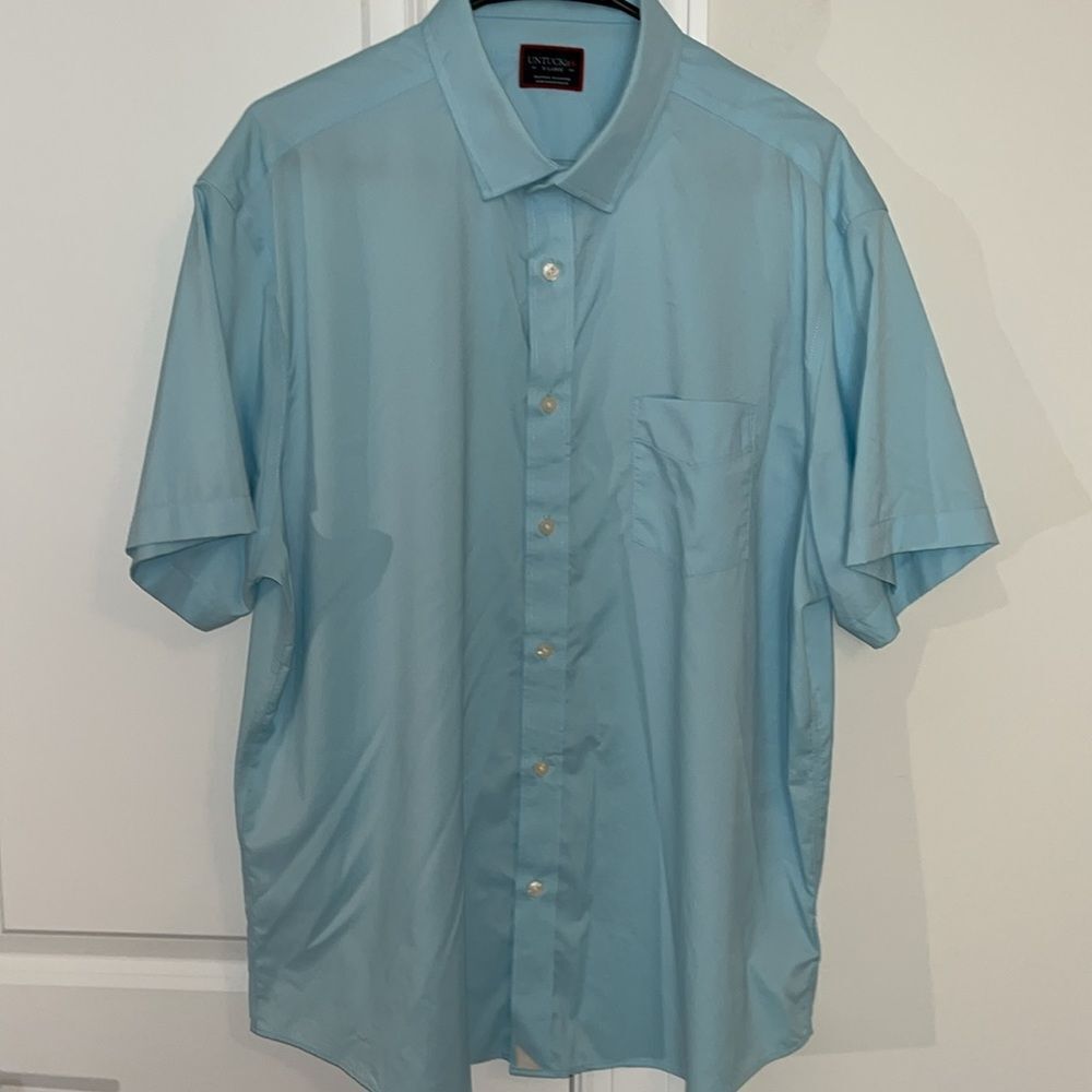 UNTUCKit SS Coral Blue Nylon & Elastane Reg Fit Travel Quick Dry Shirt XL Ricci